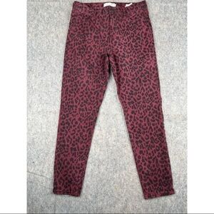 Social Standard by Sanctuary Ankle Skinny Jeans Women's 8 Maroon Leopard‎ Print